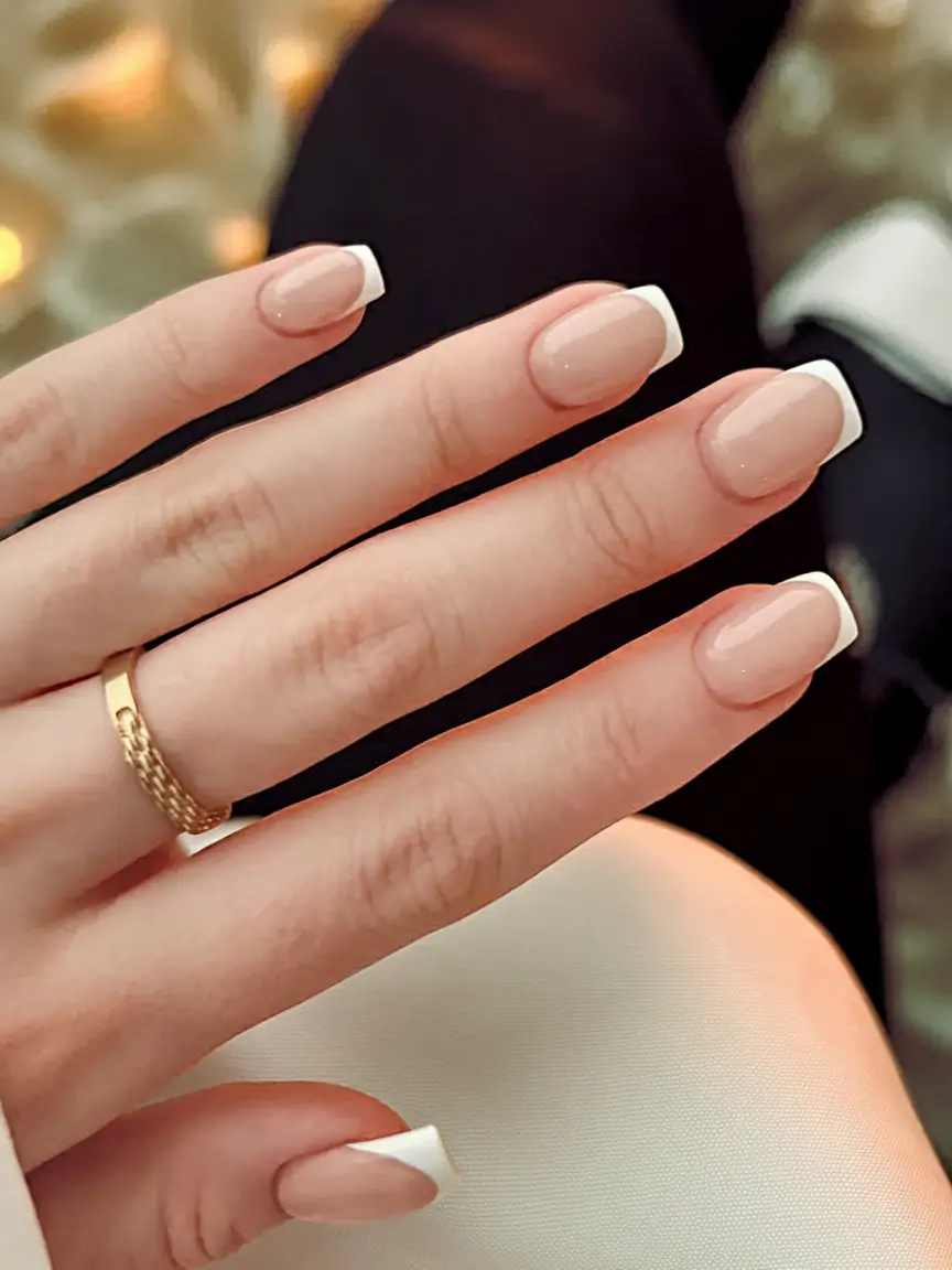 Trendy Square Nails for Fall 2025 – Soft French Square with Milky Neutral Base