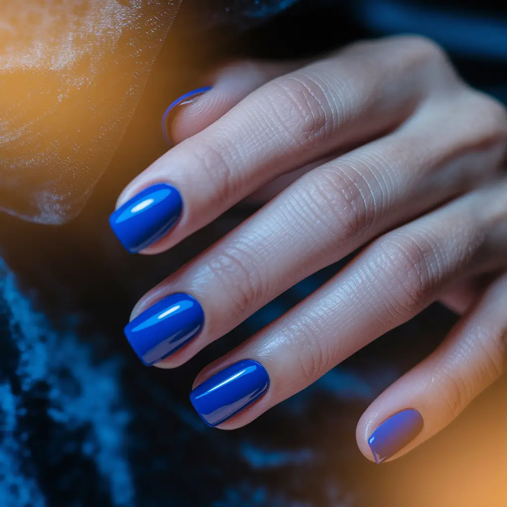 Trendy Square Nails for Fall 2025 – Midnight Cobalt Shine