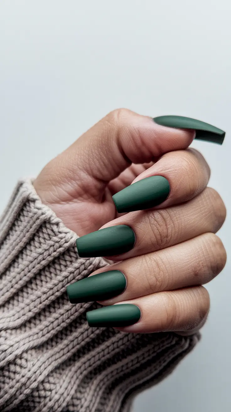 Trendy Square Nails for Fall 2025 – Forest Fog Squares