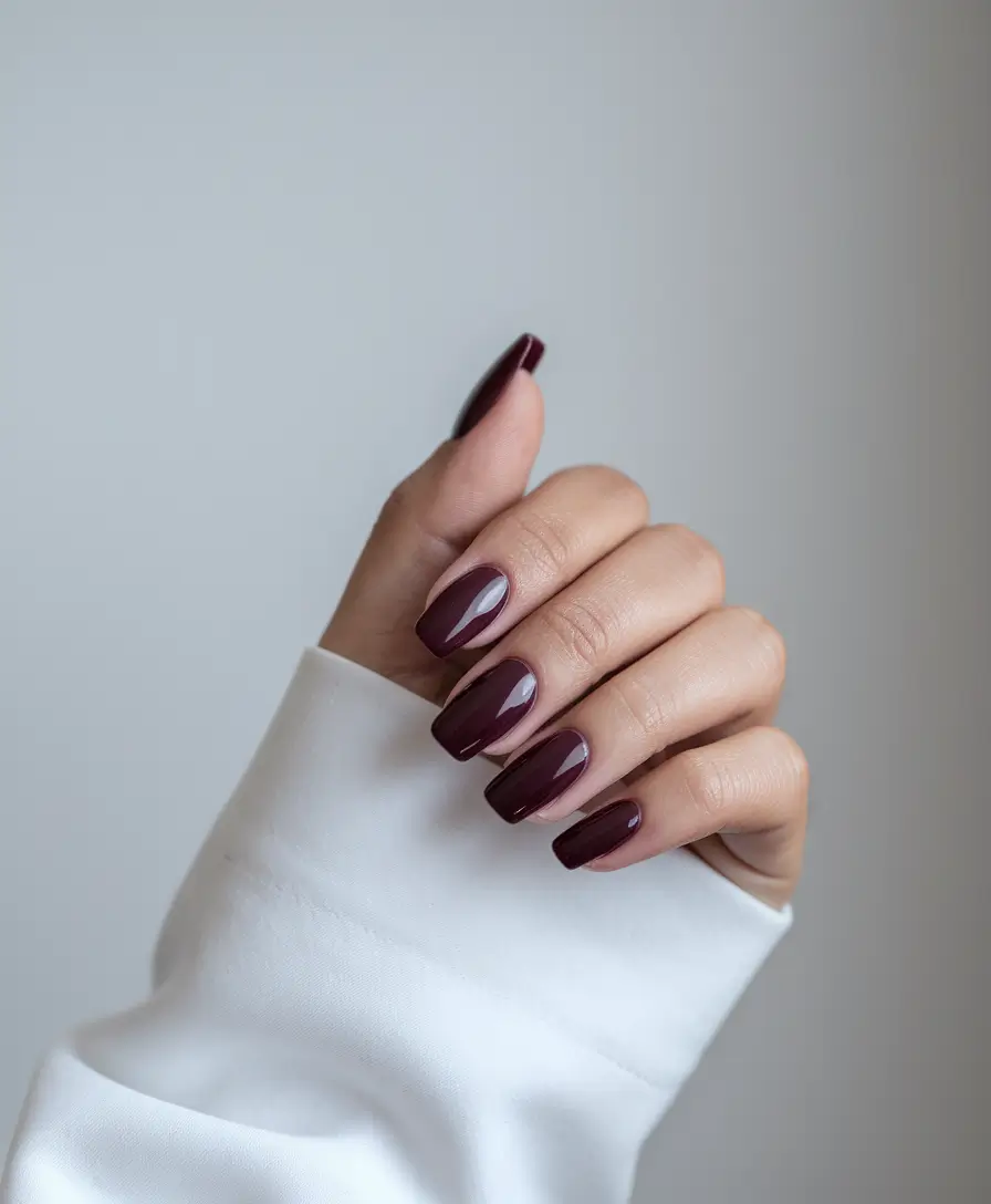 Trendy Square Nails for Fall 2025 – Bordeaux Gloss Classics