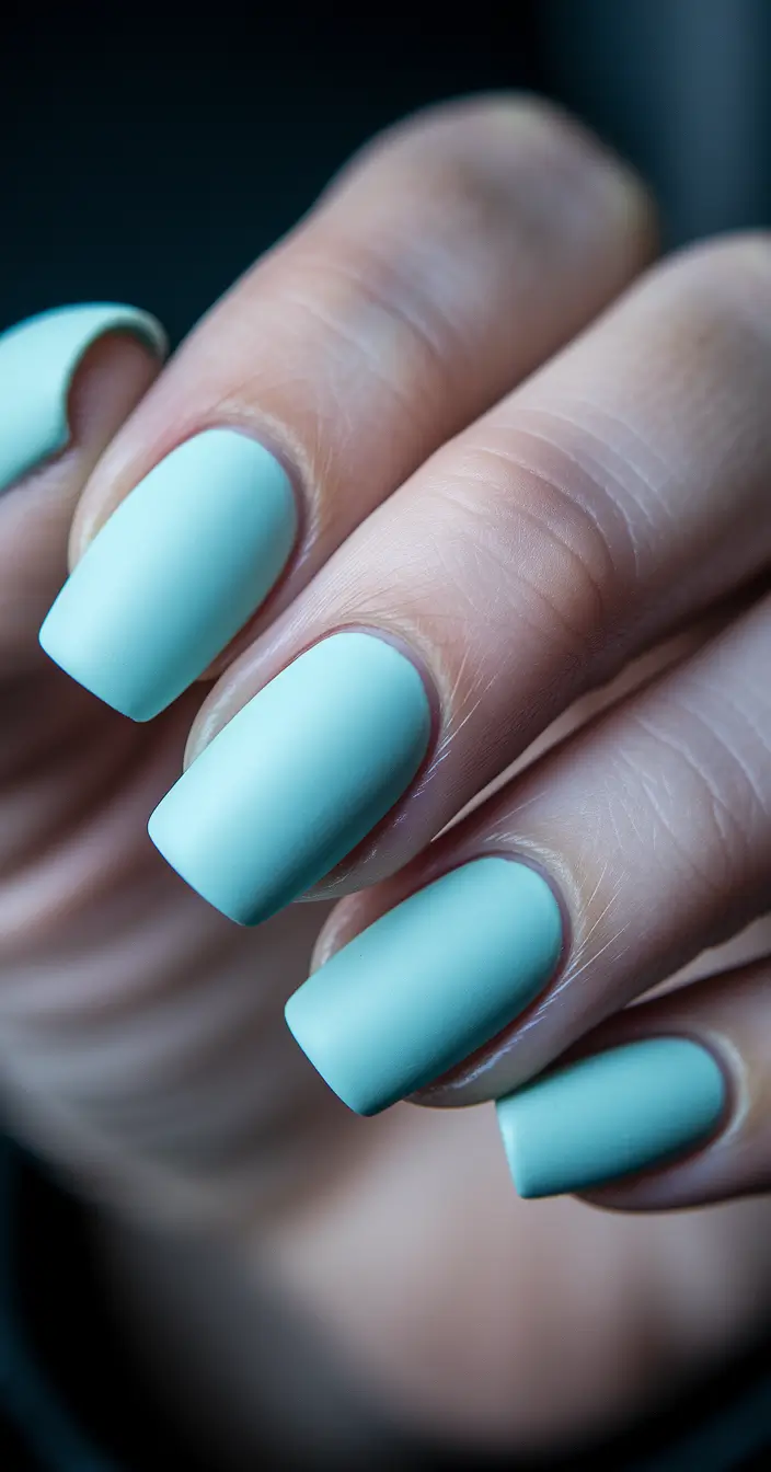 Trendy Square Nails for Fall 2025 – Velvet-Matte Mint for Early-Fall Freshness