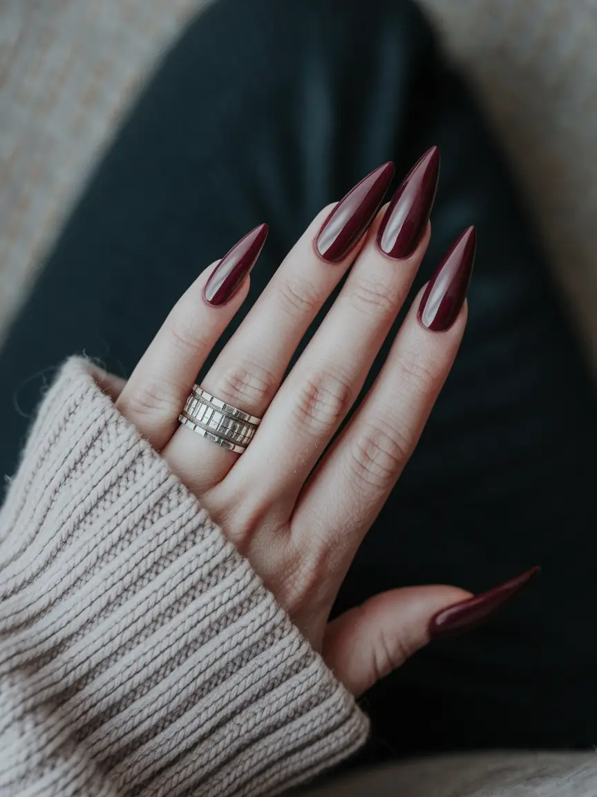fall stiletto nails simple Sweater Weather Gloss in Bordeaux