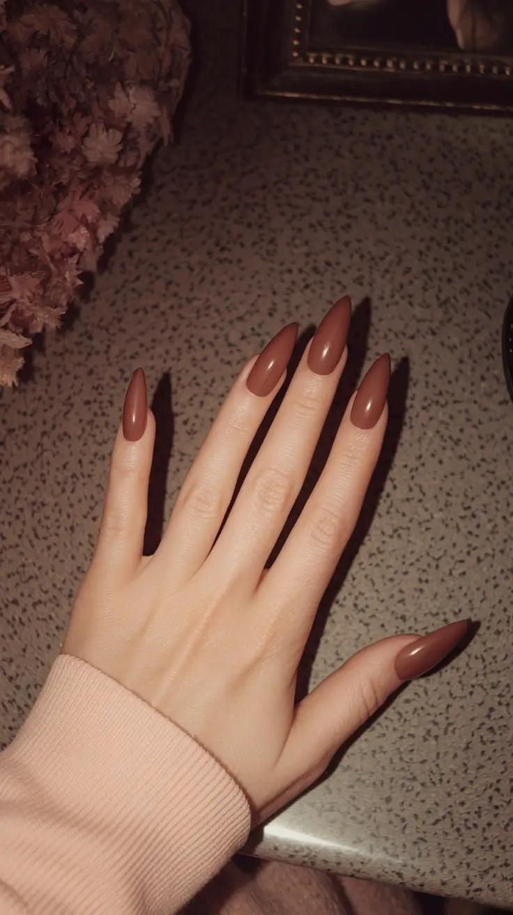 fall stiletto nails simple Soft Chestnut Neutrals