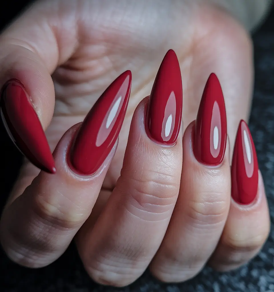 fall stiletto nails red Classic Crimson Stiletto