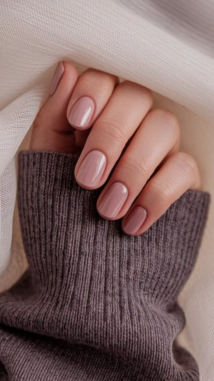 Round Fall Nails 2025 Designs — Soft Rose Round Minimalist