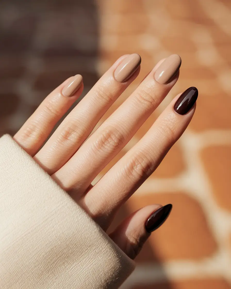 Round Fall Nails 2025 Designs — Latte Meets Cocoa Mix
