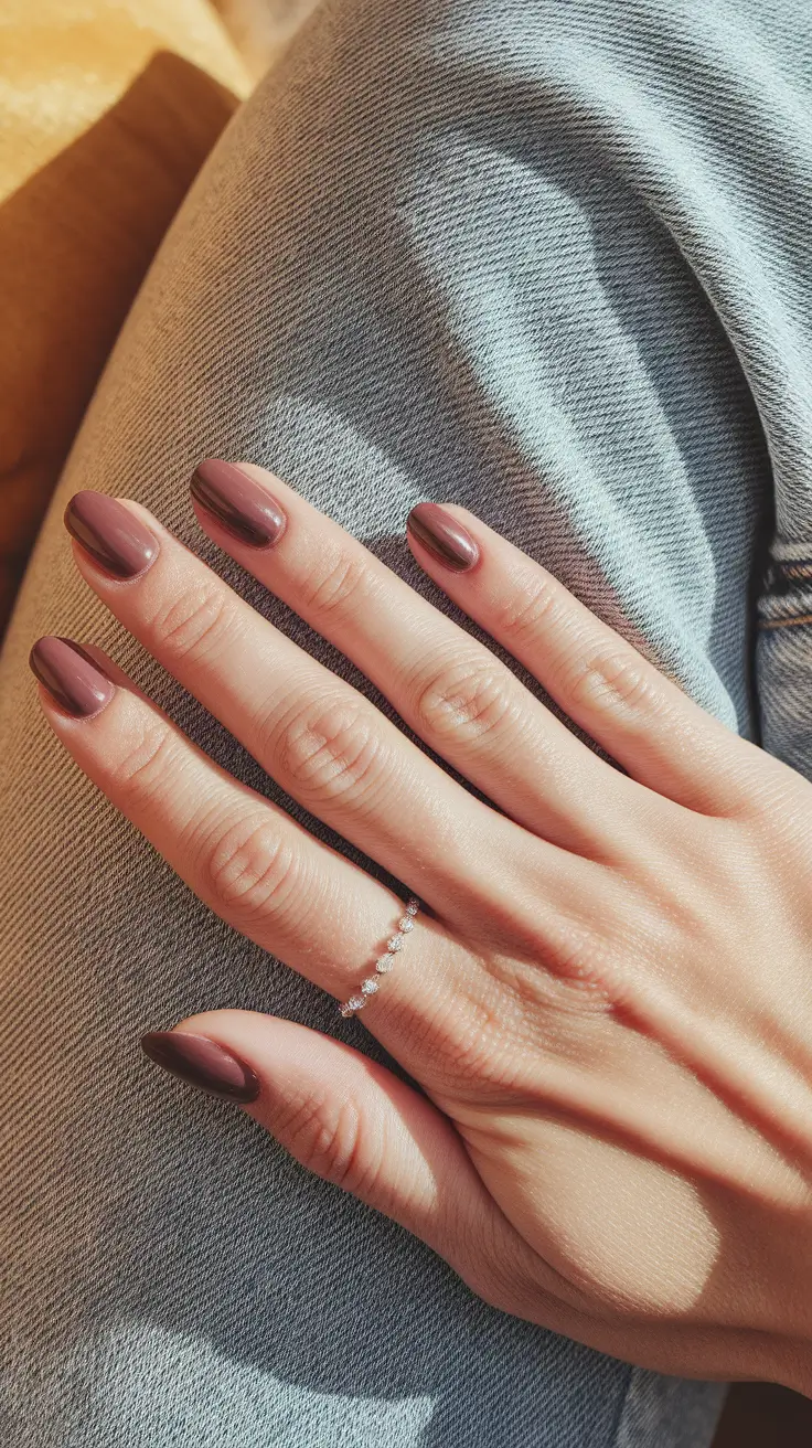 round fall nails - Plum-Latte Round Shine