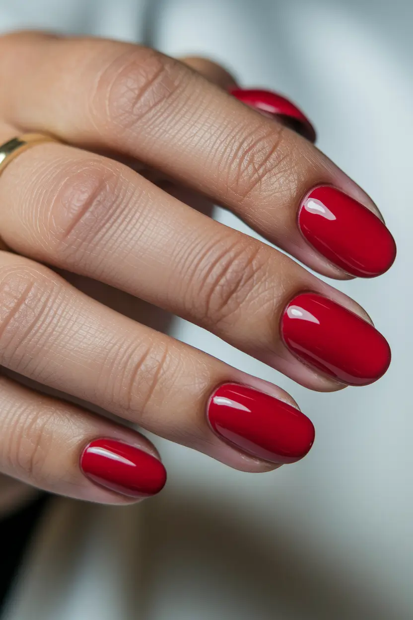 round fall nails - Vivid Carmine Classic