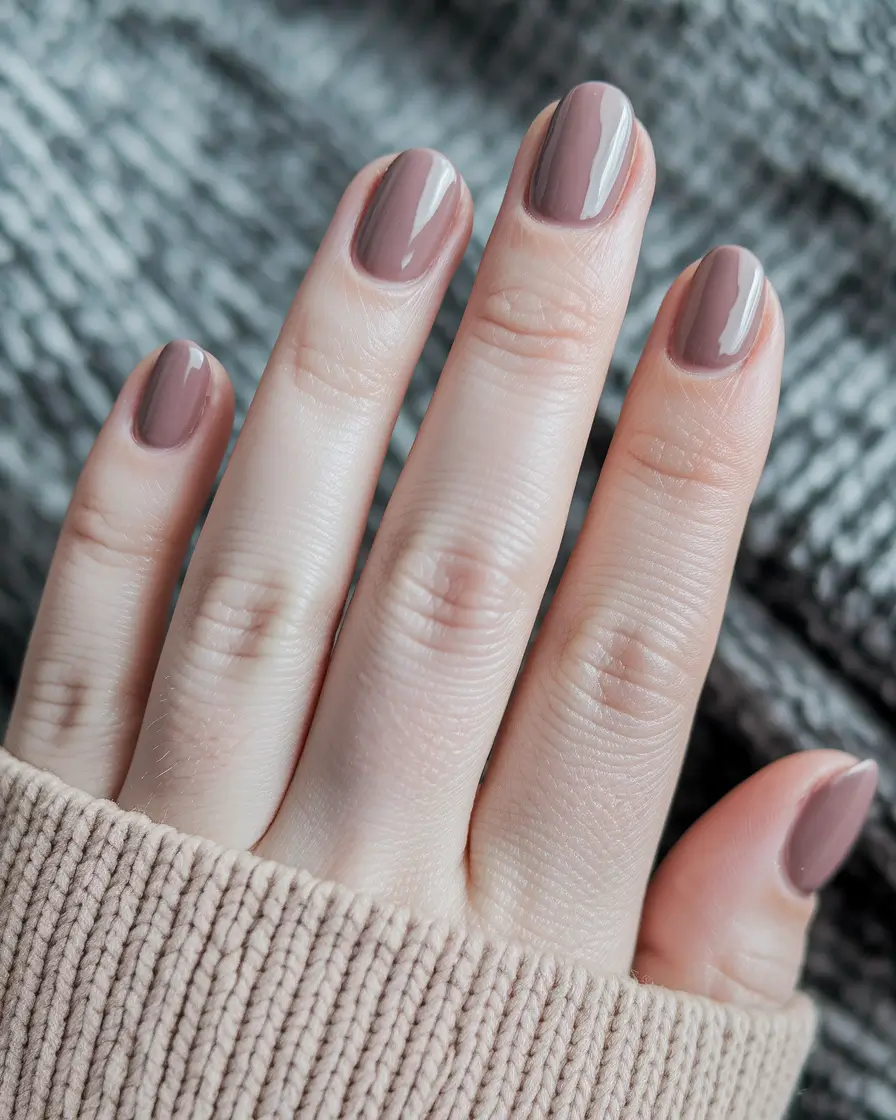 Round Fall Nails 2025 Designs – Mushroom Nude Shorties