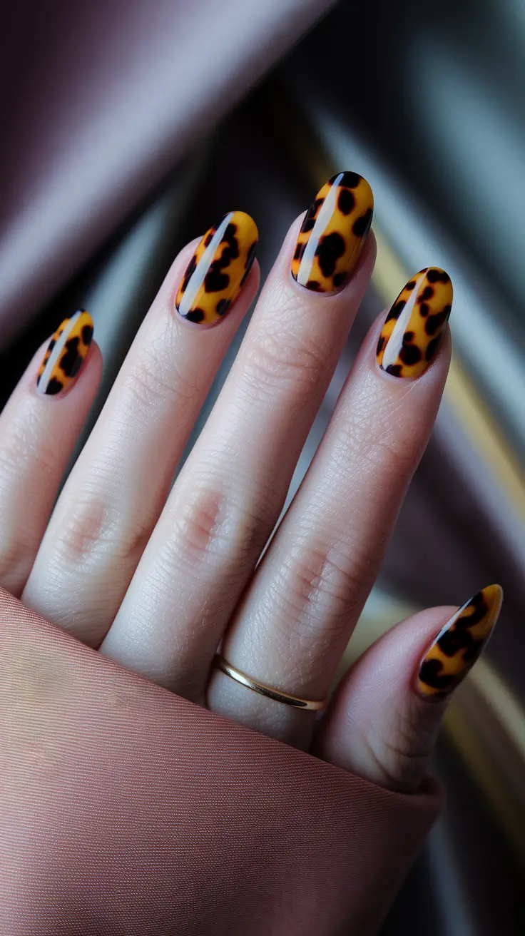 Round Fall Nails 2025 Designs – Tortoiseshell Glow