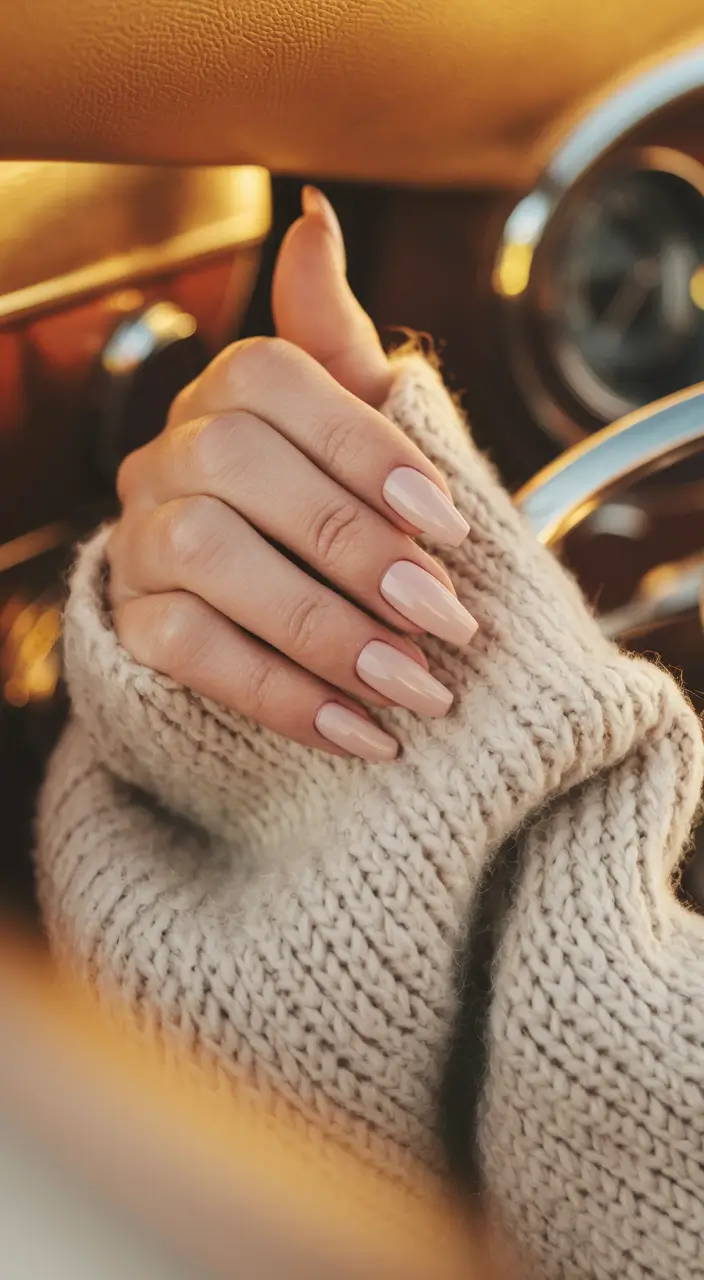 subtle fall nails short almond cream elegance