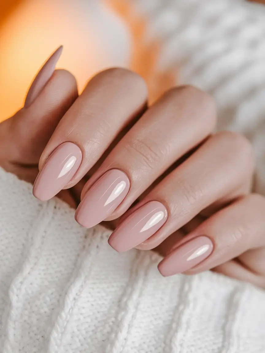 subtle fall nails short coffin soft pink gel