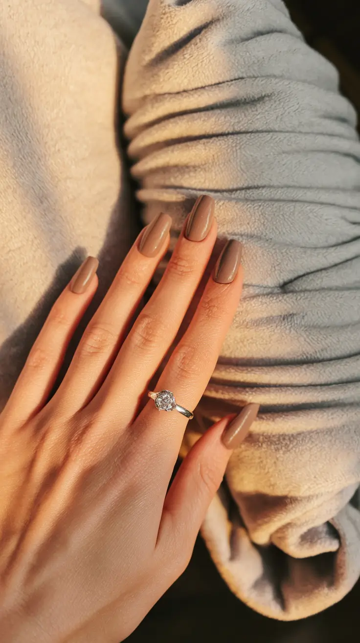 subtle fall nails square Classic Taupe with a Luxe Finish