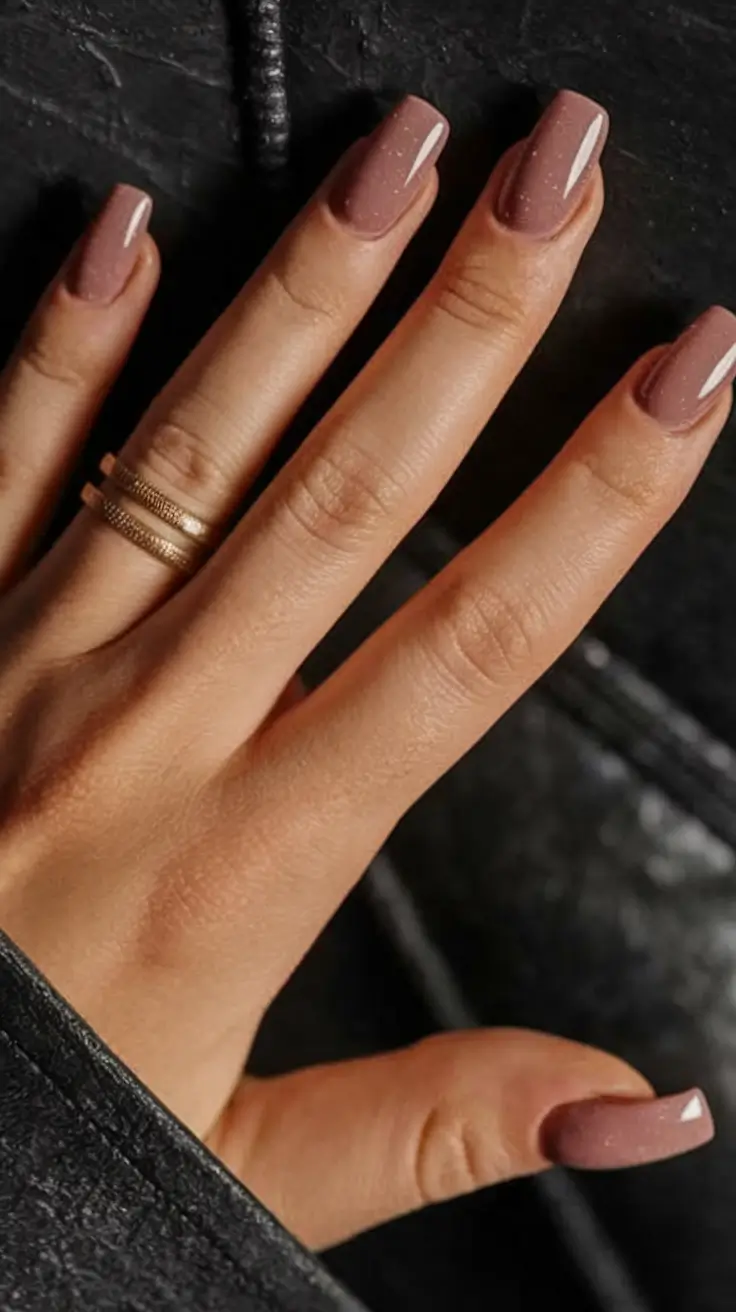 subtle fall nails acrylic warm taupe