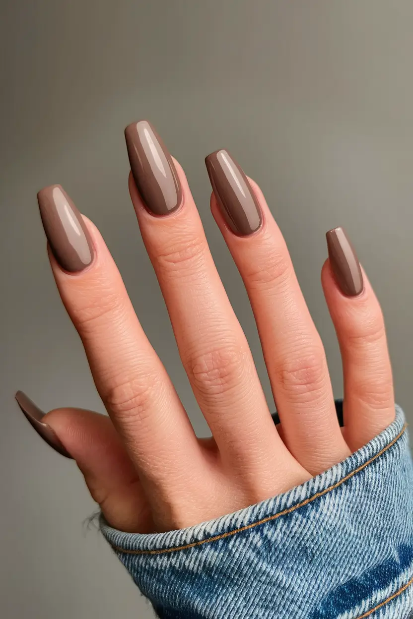 subtle fall nails coffin deep mocha