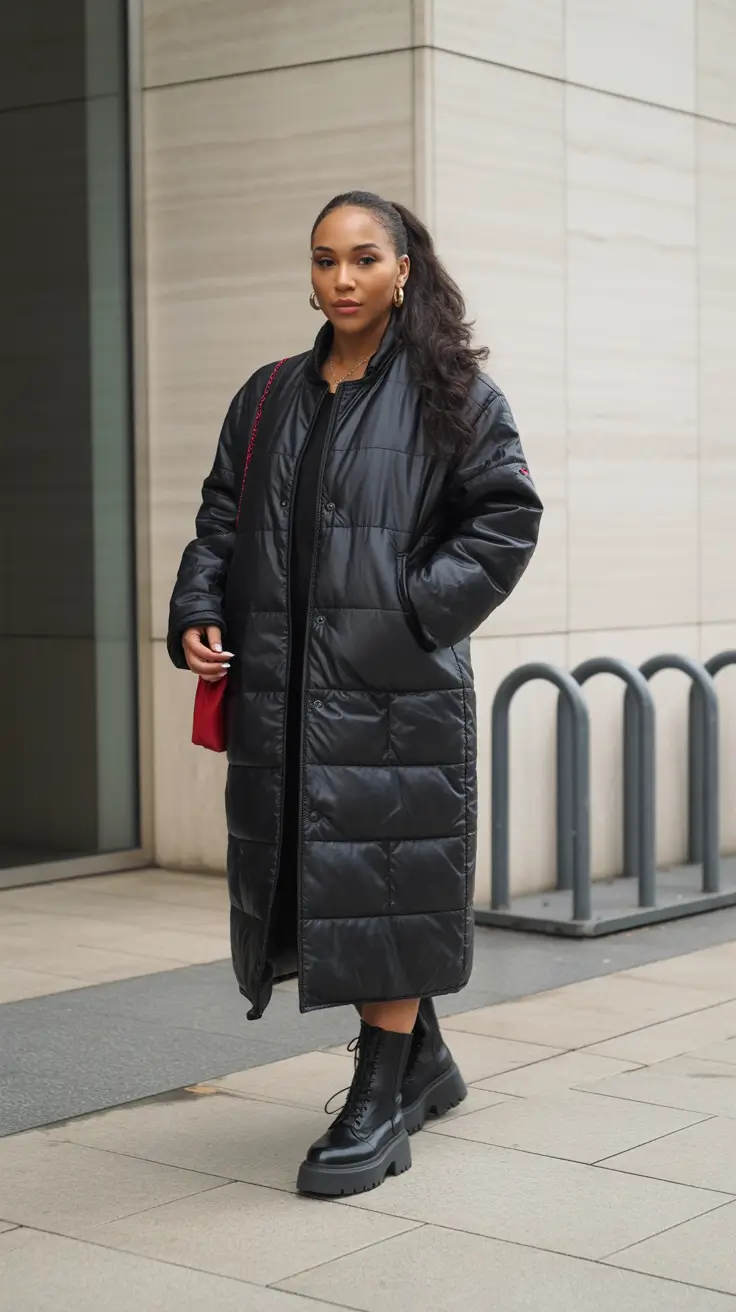 Black Girl Winter Outfits 2025-2026 Power Puffer With Combat Soles