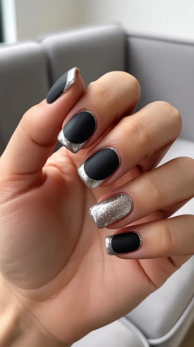 Black Nail Designs for Christmas 2025 - Velvet Noir With Micro-Silver Frames
