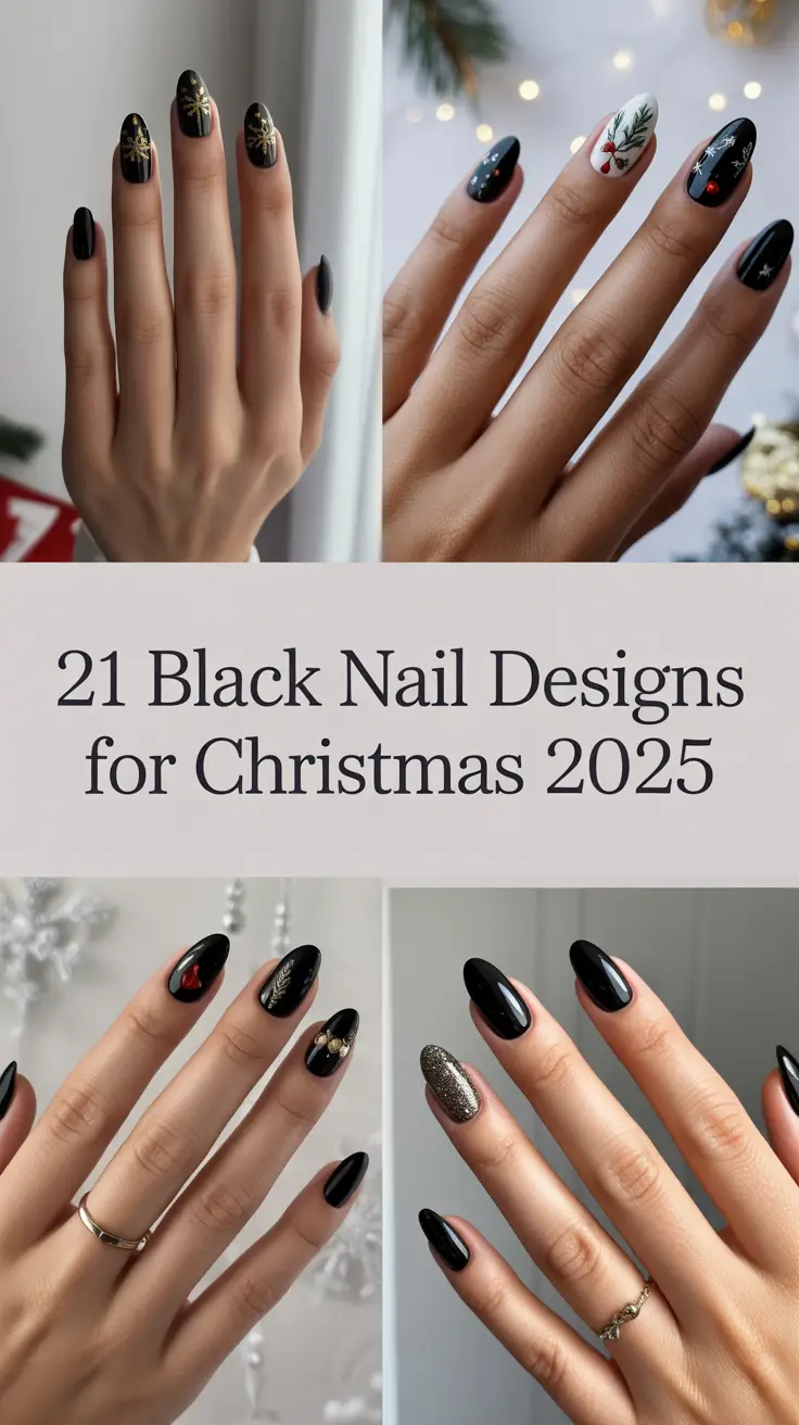 Black Nail Designs for Christmas 2025 – Elegant Holiday Art & Winter Inspiration