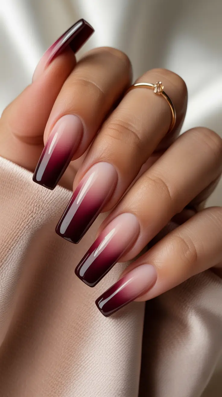 Trendy Winter Burgundy Nails Colors 2025–2026 – Cabernet ombré couture