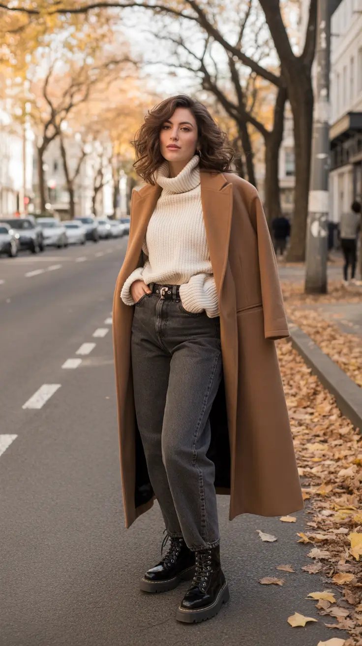 casual outfits for women 2026 - Caramel Coat With Creamy Knit