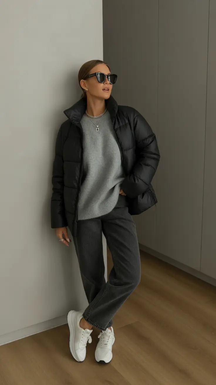 casual outfits for women 2026 - Monochrome Athleisure With White Sneakers