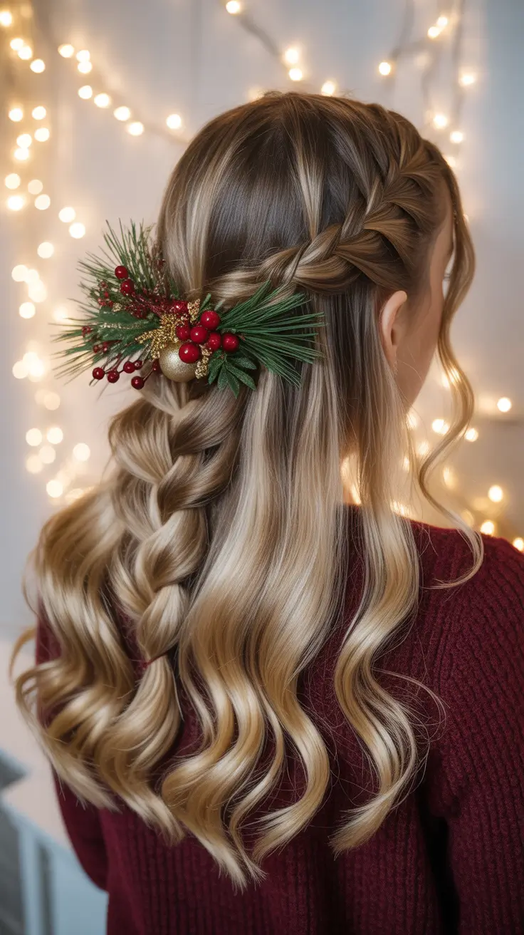 Christmas Hairstyles Trends 2025 - Twist-Back Half-Up With Braided Detail