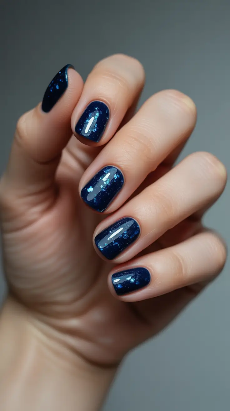 Christmas Nail Color Trends 2025 - Midnight Constellation Navy