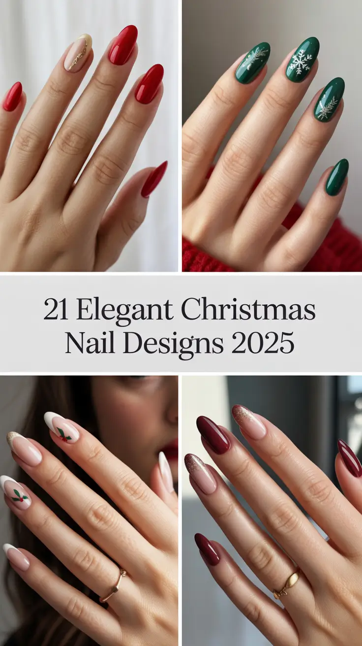 Elegant Christmas Nail Designs 2025: Classy Holiday Manicure Ideas in Red, Green
