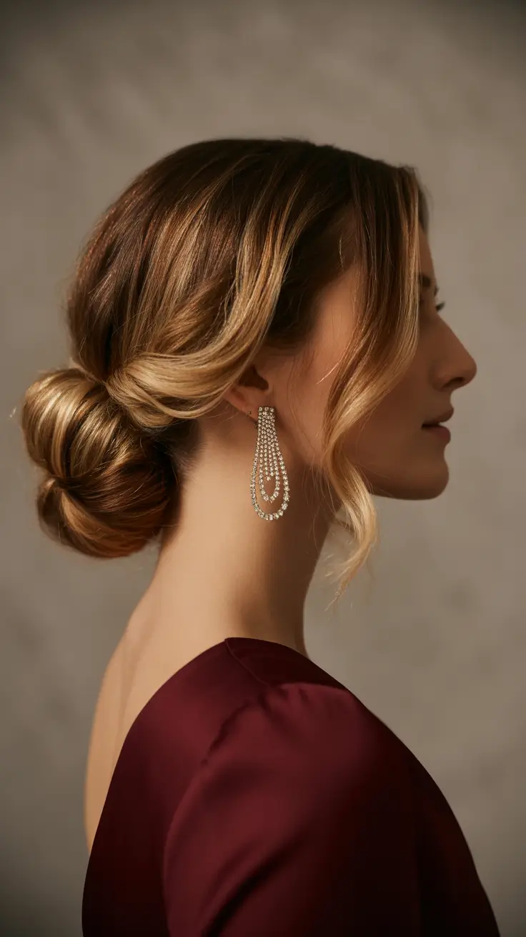 christmas party hairstyles - Low Silk-Chignon with Soft Face Pieces