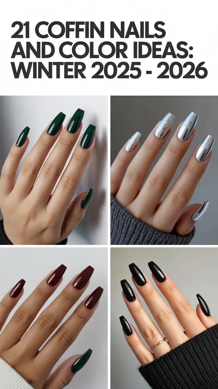 Coffin Nails Winter Color 2025-2026 - Chic Coffin Gel Nails for Cold-Weather Glam