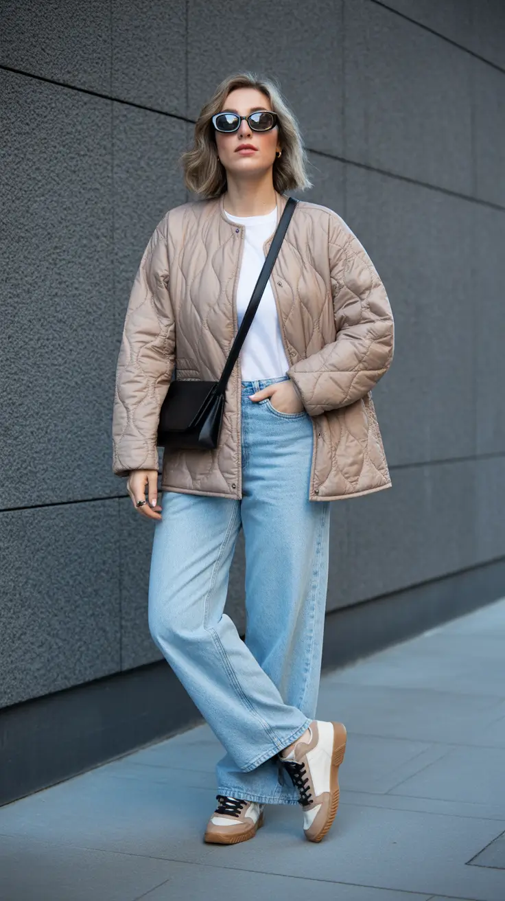 comfy outfits for women 2026 - Quilted Jacket + Light Jeans, Weekend Minimal Classic