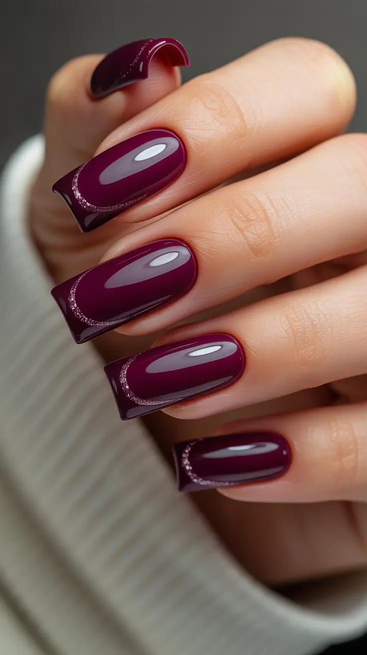 Modern Dark Nail Inspo Winter 2025–2026 – Plum Jelly Reverse French