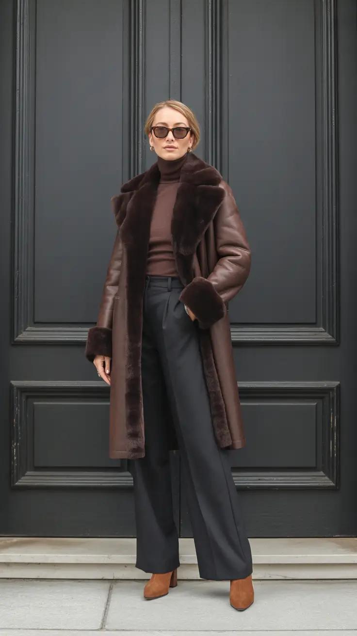 fashion outfits for women 2026 - Shearling-Trim Leather And Suede Booties