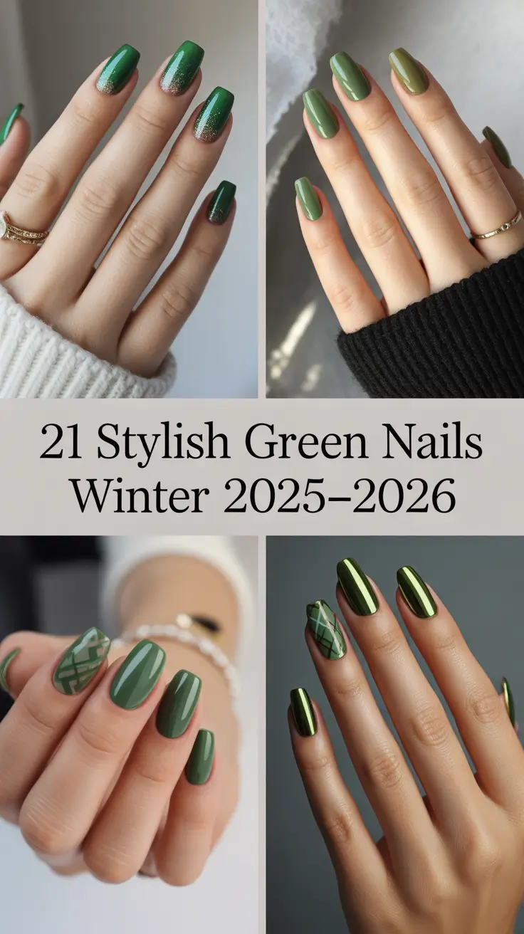 Stylish Green Winter Nails 2025–2026: From Emerald to Sage