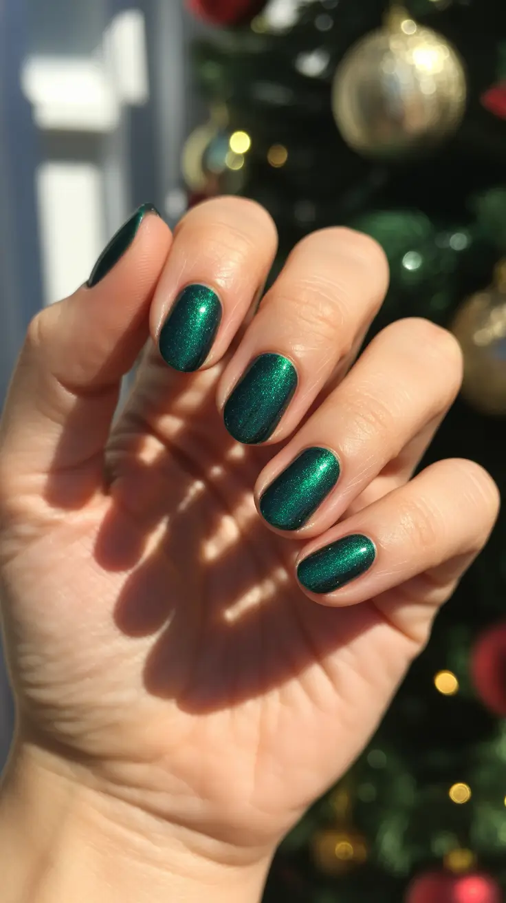 Stylish Green Nails Winter 2025-2026 - Minimal Short Emerald Sheen
