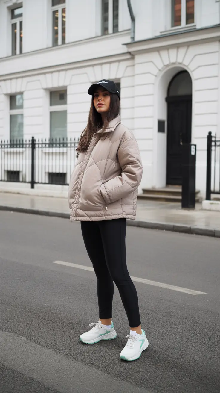 legging outfits ideas for women 2026 - Taupe Quilted Puffer - Soft Neutrals, Fresh Kicks