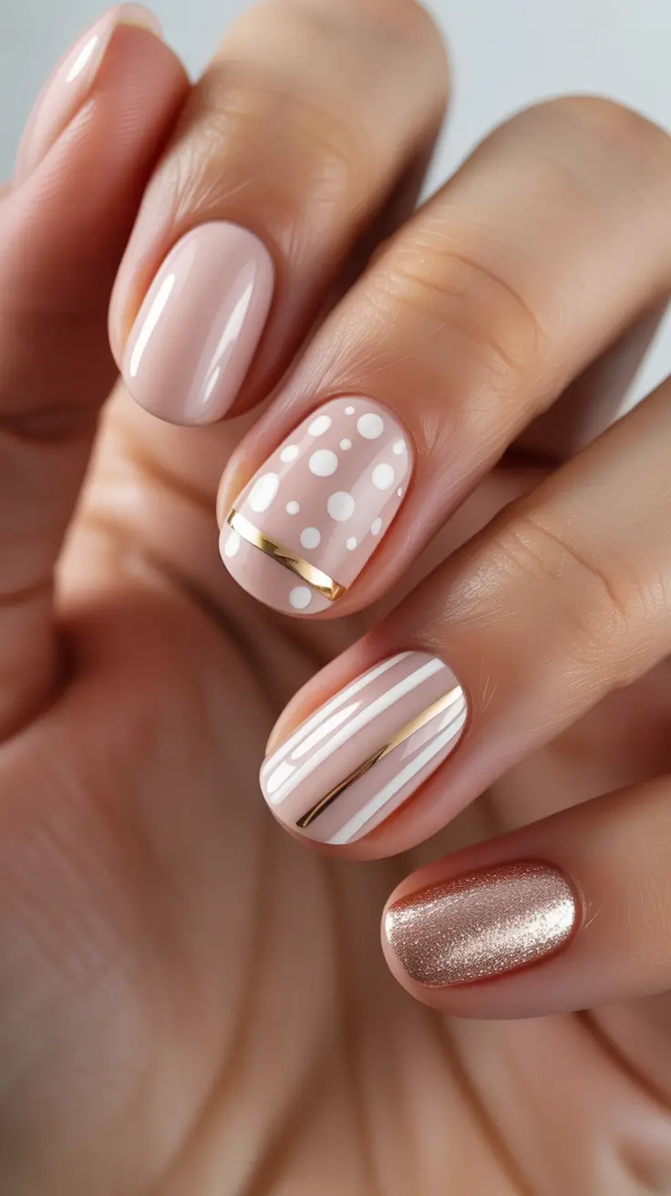 Best Neutral Nails Winter 2025-2026 - Milk Tea Neutrals With Gold Pinstripes