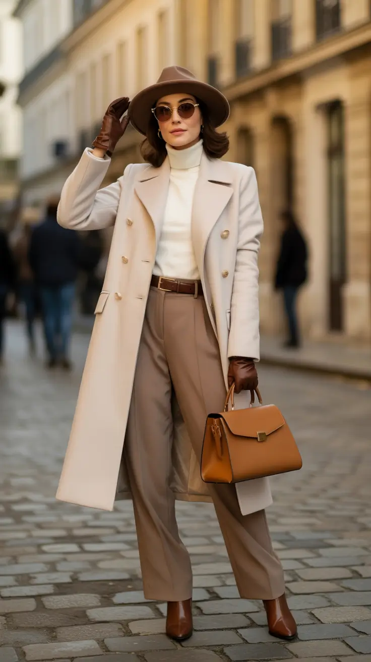 old money outfits for women 2026 - Winter Neutrals With Hat And Gloves