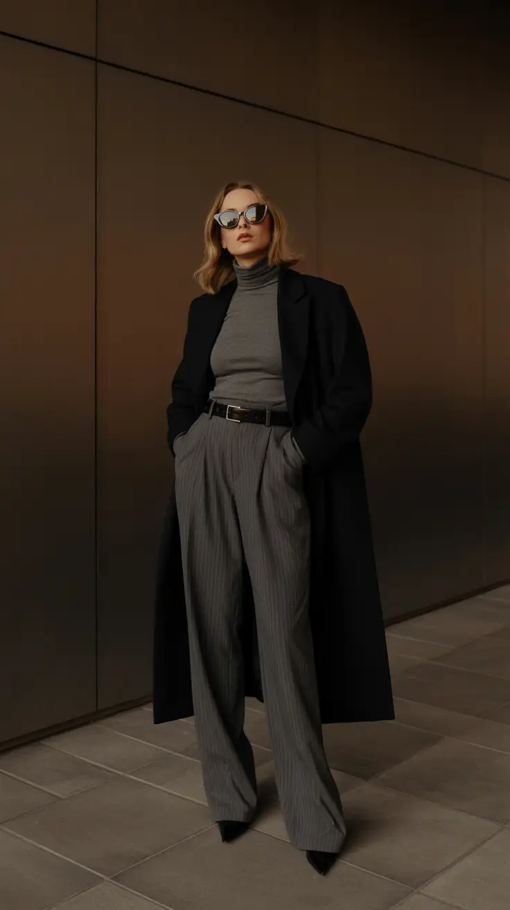 old money outfits for women 2026 Graphite Layers - Tailored Trousers and Nightfall Coat