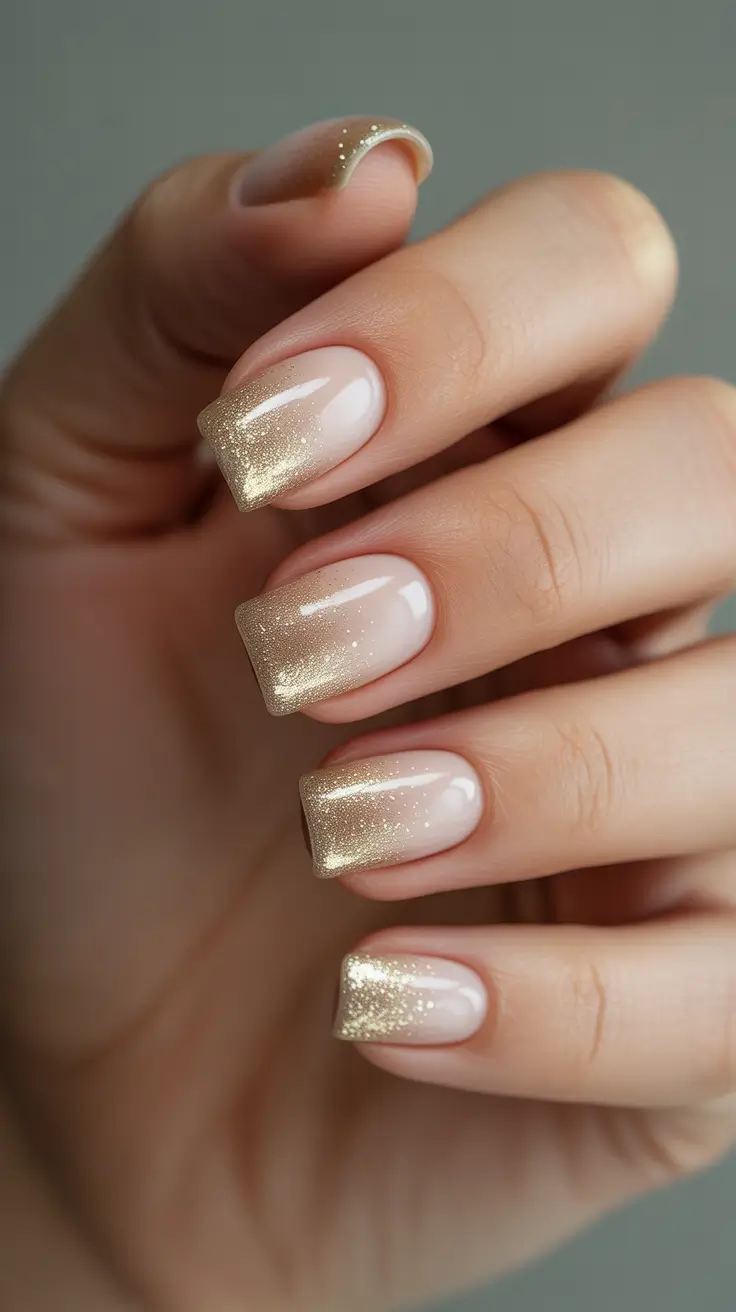Stylish Short Nails Winter 2025–2026 - Champagne Sugar French
