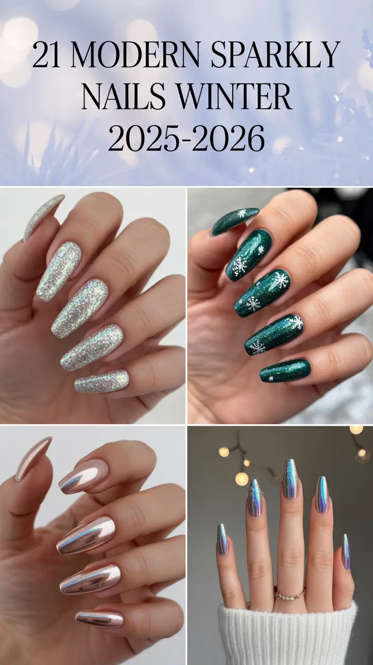 Modern Sparkly Nails Winter 2025–2026: Chic Ideas & Designs