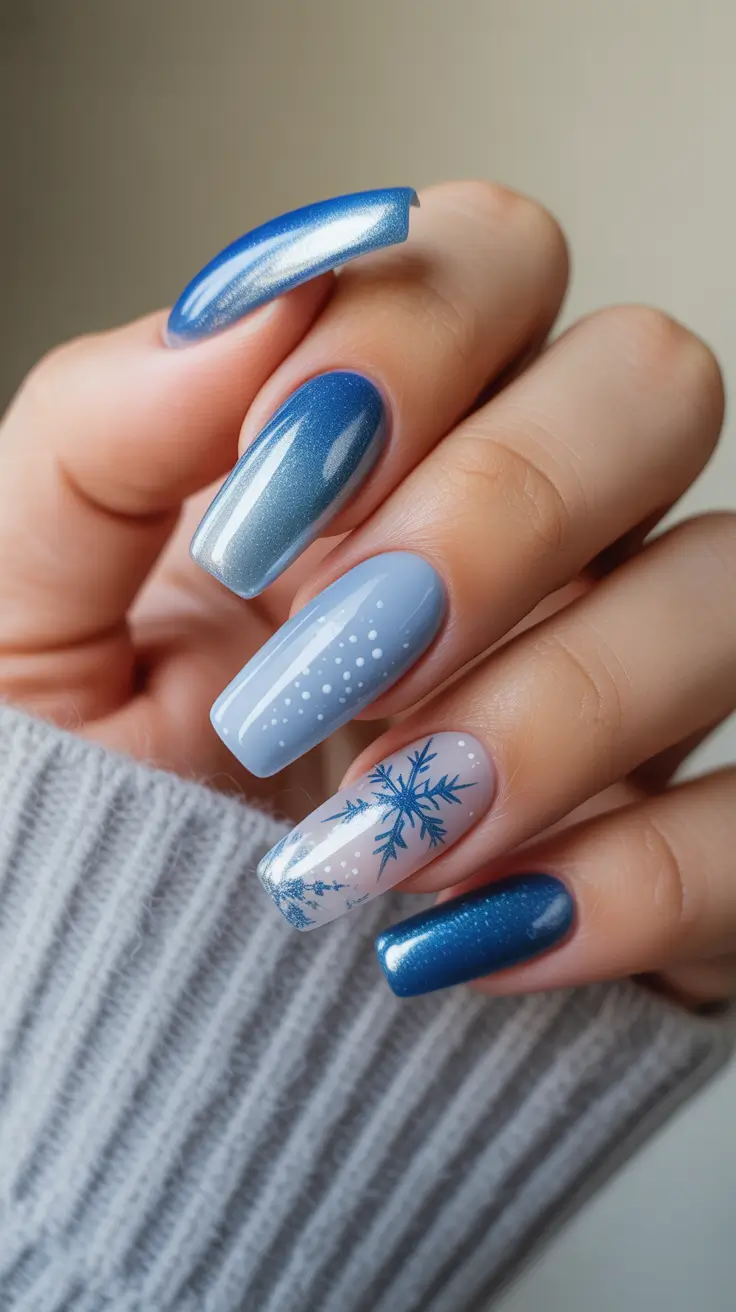 Magnetic Aurora Blue With Soft Snowfall Accents