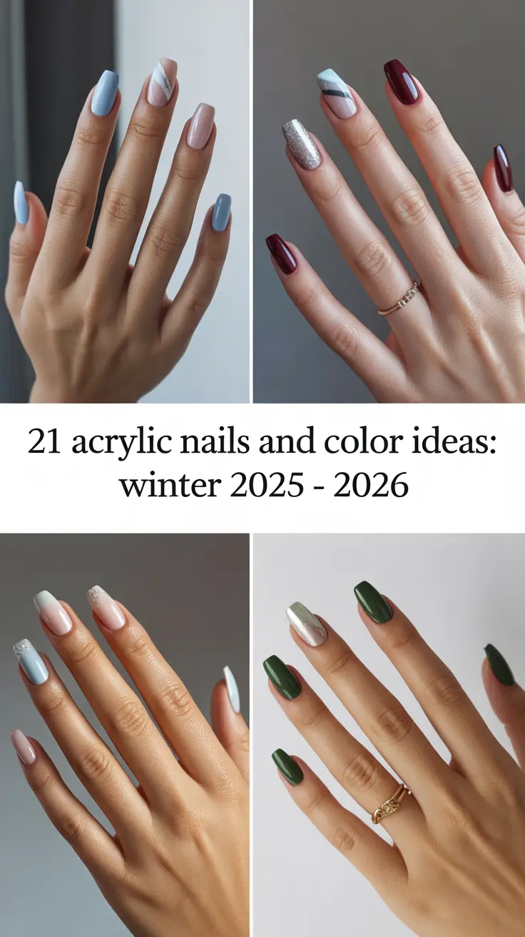 Winter Acrylic Nails Designs 2025-2026: Colors & Trendy Sets