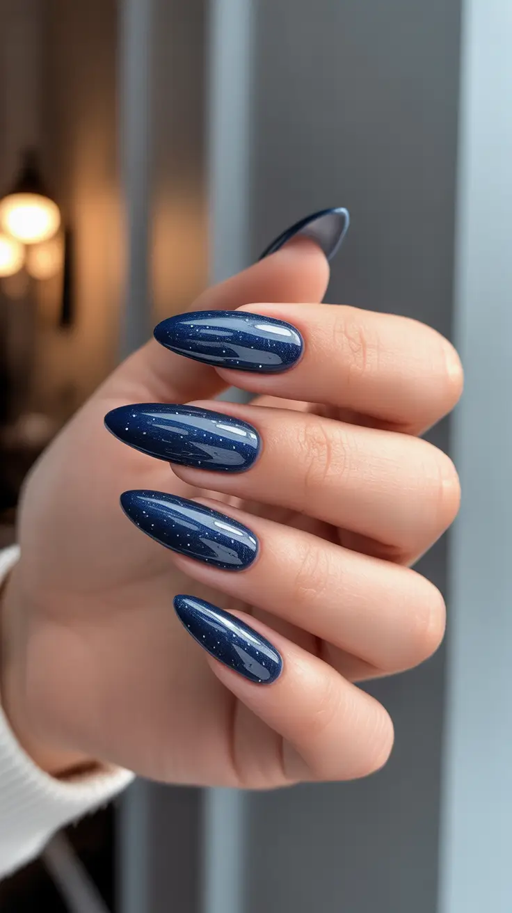 Fresh Nail Colors Winter 2025–2026 – Midnight Snowglobe Sparkle