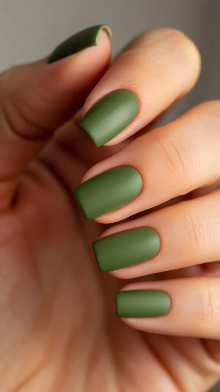 Fresh Nail Colors Winter 2025–2026 - Matte Moss Squares