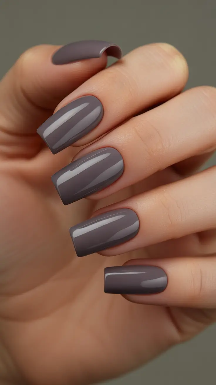 Fresh Nail Colors Winter 2025–2026 - Foggy Taupe Coffins