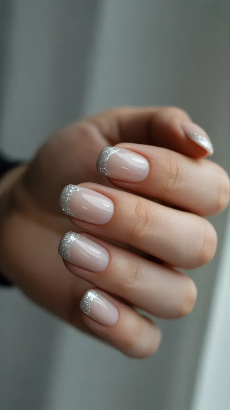 Trendy French Tips Winter 2025–2026 - Whisper-Silver Micro French On Rounded Shorties
