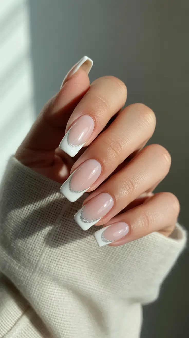 Trendy French Tips Winter 2025–2026: Elegant White, Almond, and Glitter Nail Designs