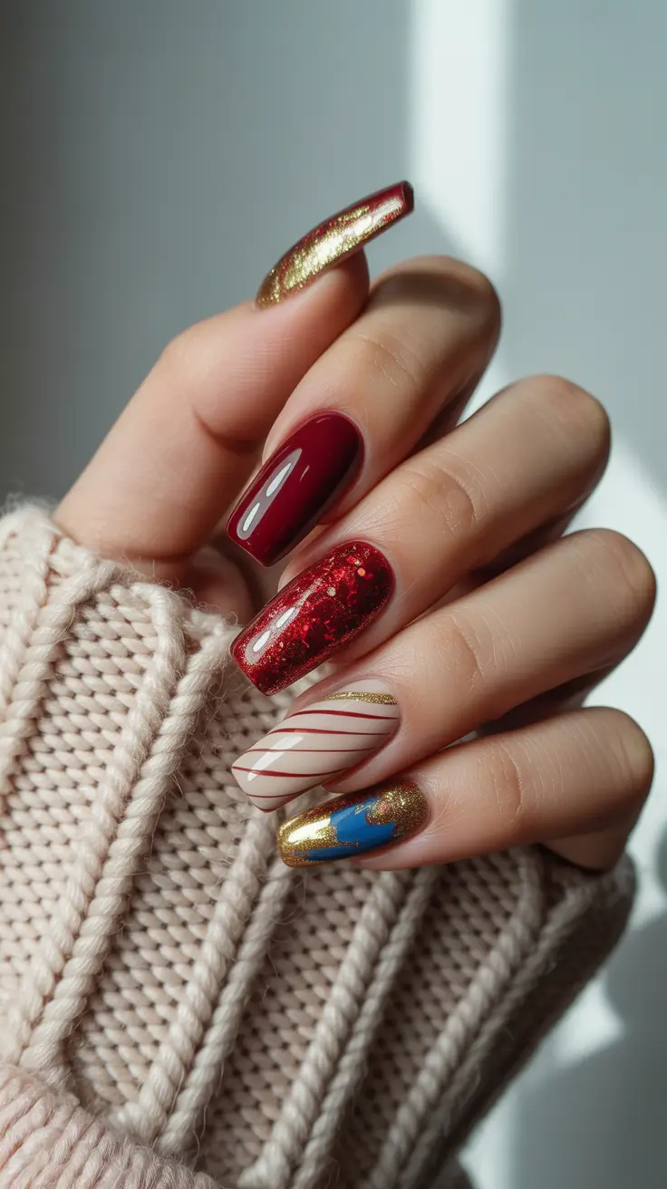 Best Winter Nail Looks 2025–2026 - Garnet Gloss, Candy Stripes and Molten Gold