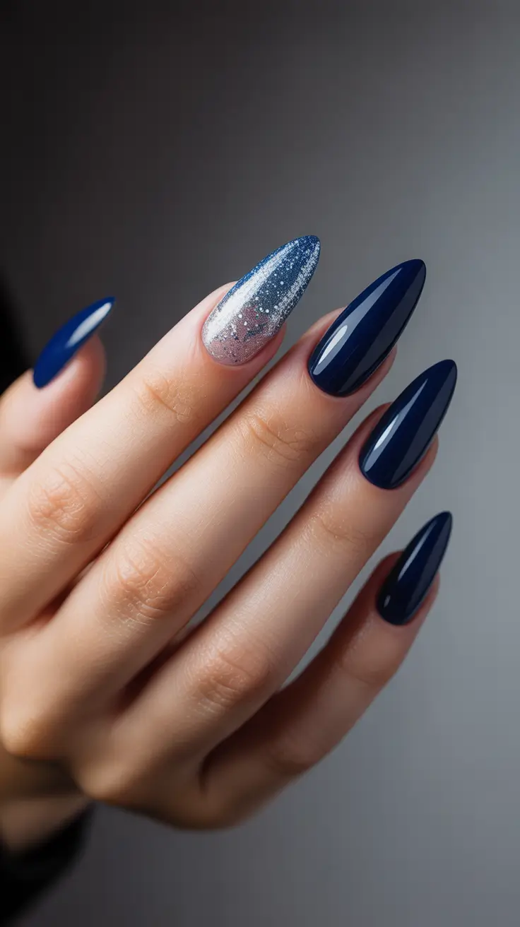 Best Winter Nail Looks 2025–2026 - Midnight With Celestial Accent